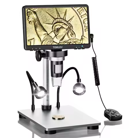 TOMLOV DM9 Professional Digital Microscope 1200x Magnification 7" LCD Adjustable Display USB Electro
