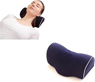 Portable Travel Neck Pillow, Care Stretch Cervical Spine, Neck Shoulder Pain Relief,Yoga Meditation Relaxation ，Neck Support for Car and Office Chair,Memory Foam Cervical Pillow with Lining (Blue)