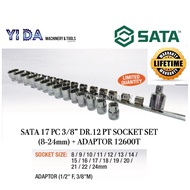SATA 17 PC 3/8" DR. 12 PT. SOCKET SET (8-24MM) + ADAPTOR #12600T