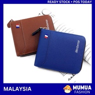 MUMUA New Design Men Wallet Coin Pocket Zipper Bifold Leather Dompet Lelaki Fashion Casual Card Wallet Short Wallet