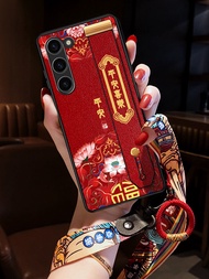 เคสโทรศัพท์ Icool สำหรับ Samsung S23 Ultra ปีใหม่ 2024 แบบหนังแท้พร้อมสายสะพายคอ พร้อมขาตั้งแบบหนังแ