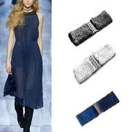 sweety Shinning Row Buckle Waist Belts for Jeans Elastic Waist Belt for Cowboy Cowgirl Teens Female 