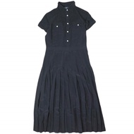 POLO RALPH LAUREN 真絲縐紗褶襉襯衫裙，2 碼，海軍藍，短袖連身裙，原價 ¥86,900，上衣 [二手] [POLO RALPH LAUREN]