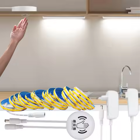 DC12V Penetrable Wood Touch Sensor COB LED Strip Lights Hand Sweep Control Dimming Tape Lamp 1M 2M 3