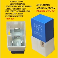 4pin 12v auto relay 25230-79917 miyamoto japan for nissan infiniti