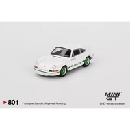 MINI GT No.801 Porsche 911 Carrera RS 2.7 Grand Prix White with Green Livery MGT00801