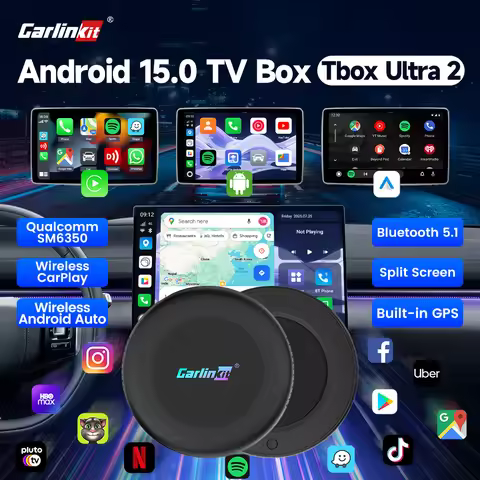 CarlinKit CarPlay Ai Box Ultra 2 Android 15 SM6350 8G+128G Wireless CarPlay Android Auto Support You
