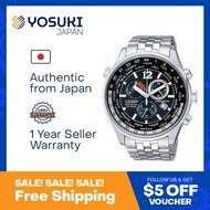 CITIZEN Solar  AT0365-56E Eco Drive Chronograph World time Date Black Stainless Silver  Wrist Watch For Men from YOSUKI JAPAN / AT0365-56E (  AT0365 56E AT036556E AT03 AT0365- AT0365-5 AT0365 5 AT03655 )