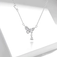 Female Pendant Butterfly Shining Sweet Clavicle Chain White Fritillary Cute Style Necklace Asymmetri