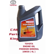 ( 100% ORIGINAL ) TOYOTA ENGINE OIL PREMIUM MINERAL 10W30 10W-30 4L
