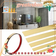 GREATESKOO Mirror Wall Moulding Trim, 5M Self-adhesive Mirror Wall Sticker,  Stainless Steel Gold Wall Strip Sticker Living Room Decor