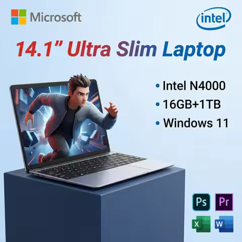 NEW 14.1-inch Portable Laptop 16GB RAM 1TB SSD Intel Celeron N4000 Windows 11 Business Office Study 
