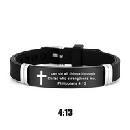 Gelang Silikon Salib Pria Wanita Bible Ayat Adjustable Anti Karat