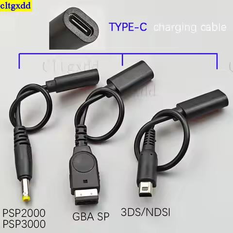 Cltgxdd 1piece USB Type-C Charging Power Cable FOR GBA SP/3DS/NDSI/PSP2000 PSP3000 Game Console Cabl