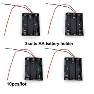 10pcs/lot 2pin Black Plastic 3 Slots AA 3x1.5v  4.5v Battery Storage Box Case DIY Batteries Containe