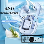 Air31 TWS Wireless Bluetooth 5.4 Earbuds Crystal Case Waterproof Headphones ANC/ENC Noise Cancelling