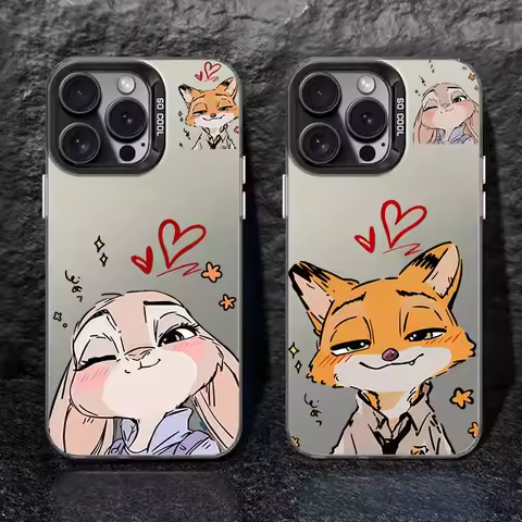 Zootopia couple Cute Fashion Cover For Apple iPhone 11 8 7 6 XS XR X Pro Max Plus Colorful Phone Cas