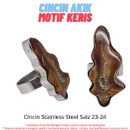 Cincin Batu Akik Motif K3ris Batu Permata Asli Bukan Akik Yaman / Sarung Cincin Stainless Steel buka