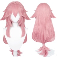 Uniquebe Yae Miko Cosplay Wig Long Pink Spiky Anime Game Cos Wigs Women Girls 33 Inch Heat Synthetic