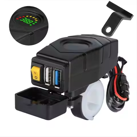 Sports C1FB 20-80V E-Bike Handlebar USB Charger 24V 36V 48V 60V QC3.0 Quick Charger Adapter(Blue Lig