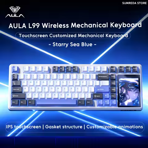 AULA L99 Wireless Mechanical Keyboard 75% Layout 3.98-inch IPS Touch Screen Tri-mode RGB Hot Swap Wi