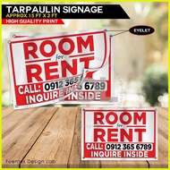 ❃ ■ ⚫ 2pcs Room For Rent Signage | Room For Rent Tarpaulin Signage | 1.5ft x 2ft