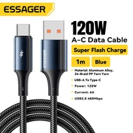 Essager 120W สายเคเบิลชนิด C ชาร์จเร็ว6A ชาร์จ USB อย่างรวดเร็ว A Type C สายเคเบิลสำหรับ Xiaomi 14/1