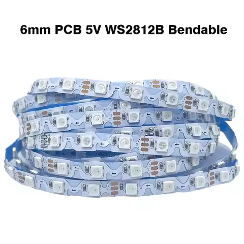 WS2812B S Shape Led Strip 5V 1/2/3/4/5M Bendable Type Addressable 6mm 8mm PCB WS2812 RGB LED Pixel S