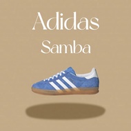 [กล่องเดิม]adidas originals Gazelle Samba เป็นแฟชั่น สะดวกสบาย รองเท้าหญิง forum low รองเท้าลำลอง รองเท้าเดิน รองเท้าผู้ชาย สีฟ้า