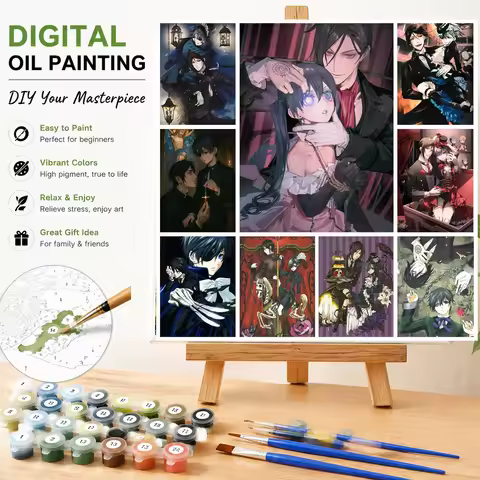 Acrylic Paint By Numbers Anime Characters Painting By Numbers on Canvas Coloring By Number for Adult