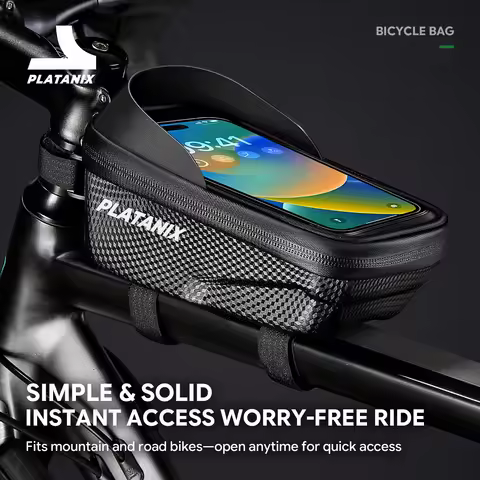 PLATANIX A2 Mountain Bicycle Bag - Hard Shell EVA Front Bar Bag for Road Bikes, Mobile Phone Handleb