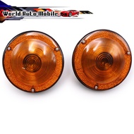 Round Tail Light Orange Lens 12V. 2pcs Jeep Willys CJ3 CJ5 CJ6 Year 1945-1975