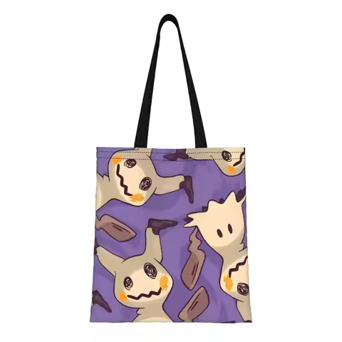 Mimikyu 1 Pokemon Canvas Tote Bag Perfect for Outdoor Women's Top-Handle Bags