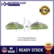KM Furniture Gallery Single Size (3X2") Sponge Mattress/ 3X2"Tilam Bujang (Random Colour) X 2 Units
