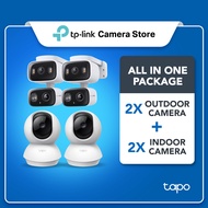 【Tapo CCTV Bundle】4 Kamera (2 Dalaman C210 + 2 Luaran C246D) Keselamatan Rumah Pintar dengan Pengesa