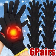 6/3Pairs Thickened Nylon Work Gloves - Breathable Comfortable Warm Gloves - Wear Resistant Dirt Resi