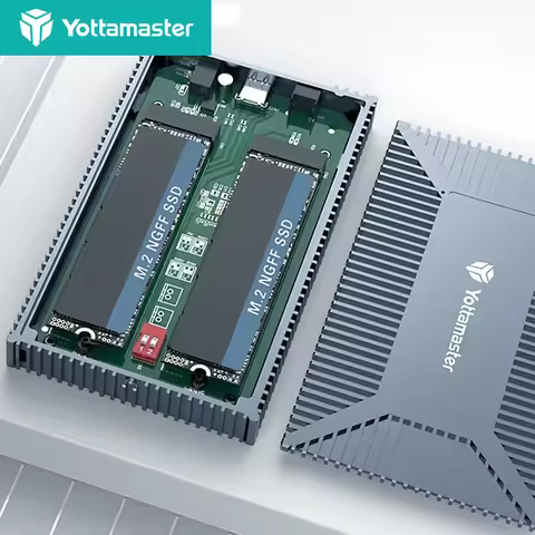 Yottamaster SO4-RC3 2 Bay M.2 NGFF SATA 4TB SSD Mobile Hard Drive Enclosure USB3.1 GEN2 Type-C 10Gbp