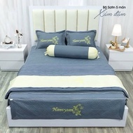 Floral embroidered satin set, satin bedding, mattress cover 1m6