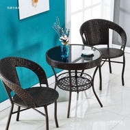 Outdoor Combination Rattan Imitation Chair Rattan Backrest Chair Outdoor Table Chair Courtyard Three