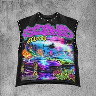 O-Neck Flash Design Y2k Element Letter Loose Sleeveless Vest 2025 Comfort Trend Dressing Up Tops Gra