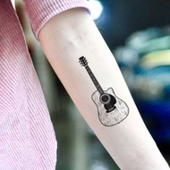 OhMyTat 原聲木吉他 Acoustic Guitar 刺青圖案紋身貼紙 (2 張)