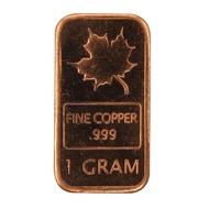1 gram Maple Leaf .999 Fine Copper Bullion Bar Cu Element 1g