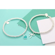 Girlfriend AG925 Sterling Silver Beads T-Home Bracelet Blue Love Enamel Red Pink Bracelet Female Hol