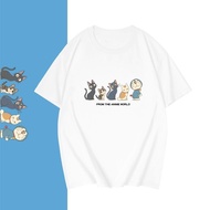 Japanese Anime Summer Friend Account Cat Luna Co Branded Doraemon Summer Pure Cotton Short Sleeved P