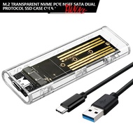BLACKFUNNY M.2 Transparent NVME PCIe NGFF SATA Dual Protocol SSD Case Clear USB Type C 5Gbps 10Gbps 