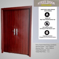 Pintu Baja Dobel Motif Kayu Cendana,Jati,Maple Putih Pintu Utama Pintu