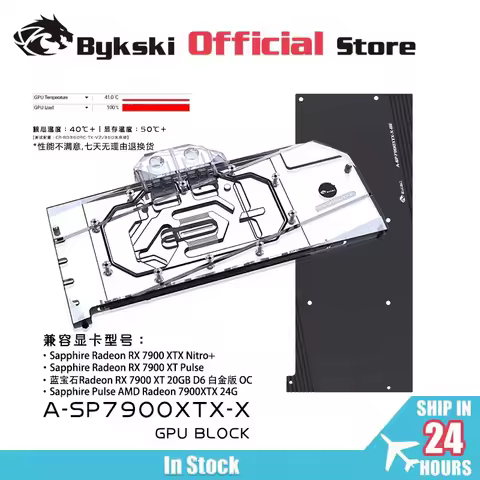Bykski GPU Block Use for Sapphire Radeon RX 7900 XTX Pulse /Nitro + Video Card Water Cooling / Full 