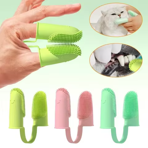 Dog Toothbrush, Cleaning Finger Toothbrush for Dogs, Food Grade Silicone Dog Finger Toothbrush for D