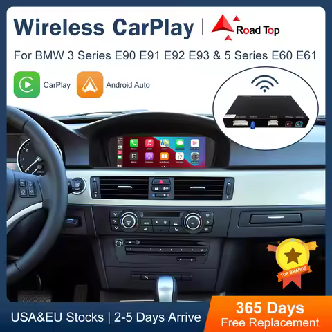 Road Top Wireless CarPlay Android Auto for BMW 3 Series E90 E91 E92 E93 And 5 Series E60 E61 2008-20