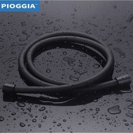 ✉✑PIOGGIA Black/Silver 1.5M Flexible PVC Shower Hose Smooth Connector Water Head Pipe Bathroom Q9986